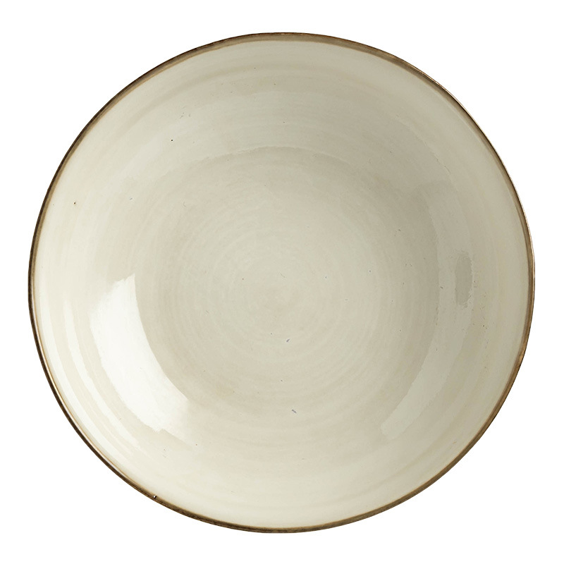 El patrón de anillo hace viejos cuencos de cerámica de estilo retrógrado hogar platos de platos de fideos de platos de platos de sopa de platos de ensalada de platos redondos al por mayor