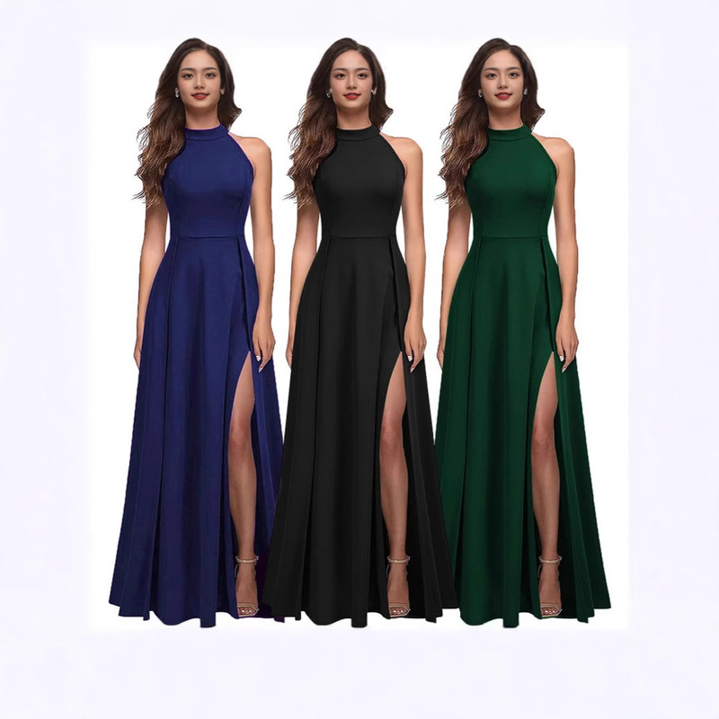 Women's Halter Neck Sexy Evening Dress 2026 Spring Amazon Fashion Slit Cocktail Long Dress Formal Gown