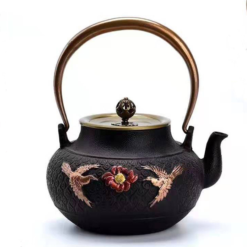 Dianggong Tang Dragon y Phoenix Opera Perla olla de hierro imitación japonesa del Sur antigua olla de hierro tetera sin recubrimiento juego de té de Kung Fu