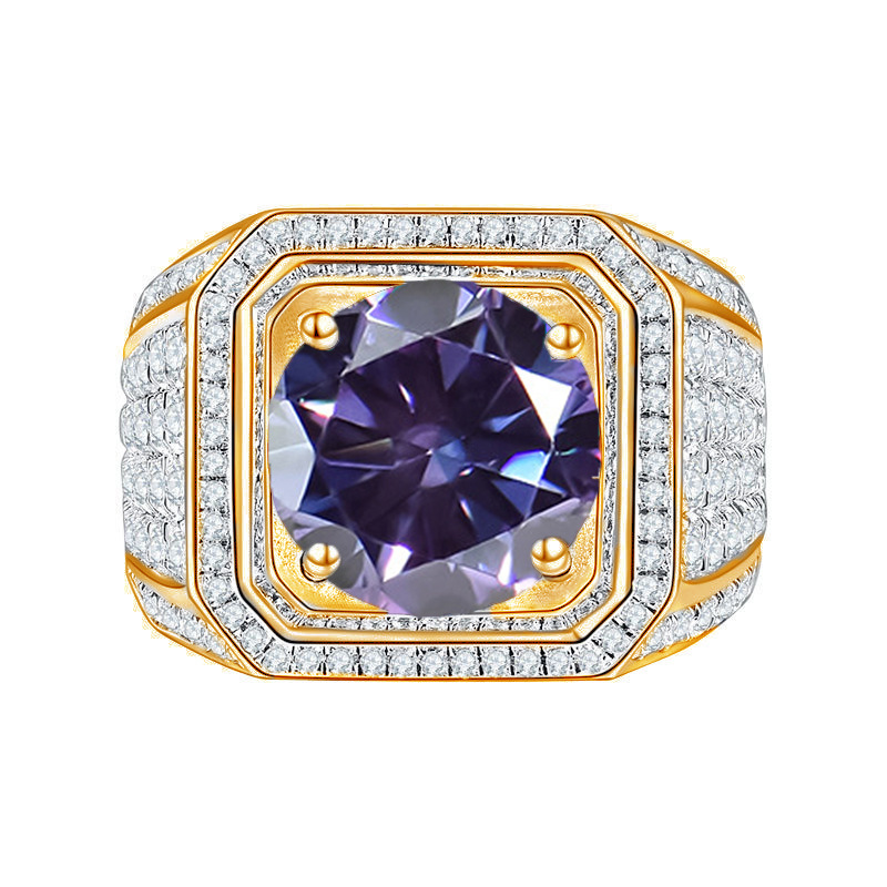 5 quilates de plata esterlina 925 color D anillo de piedra de mozanita para hombre europeo y americano anillo de novio chapado en oro pt950