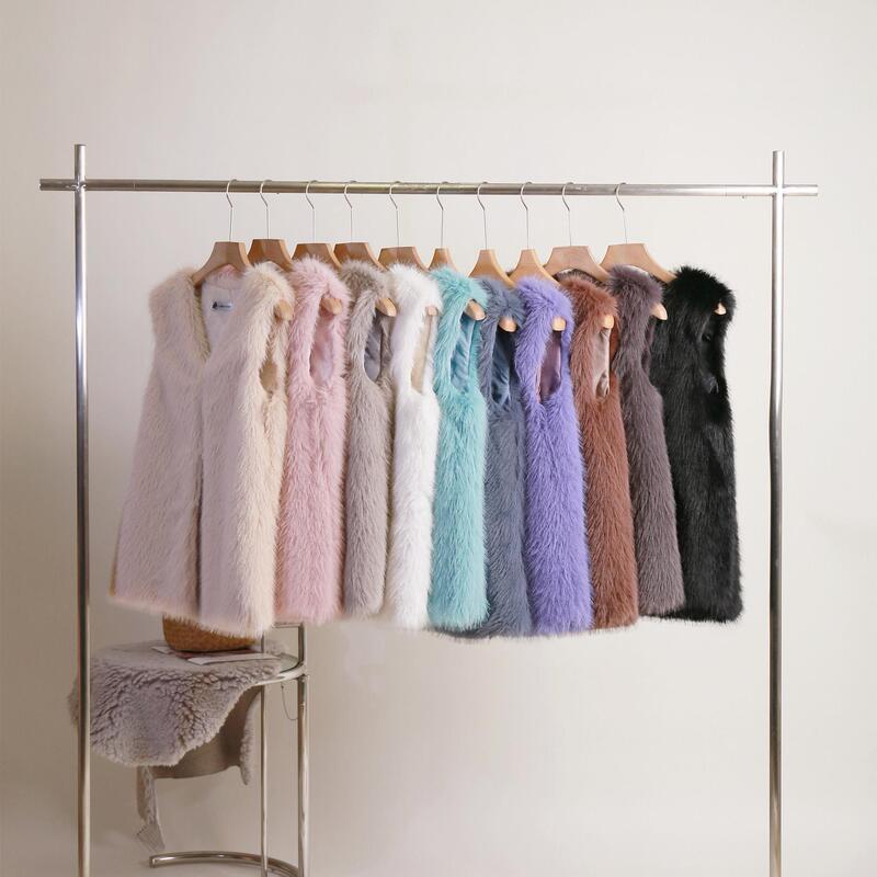 European and American imitation Tuscan fox fur winter long imitation fur vest warm women's vest coat soft