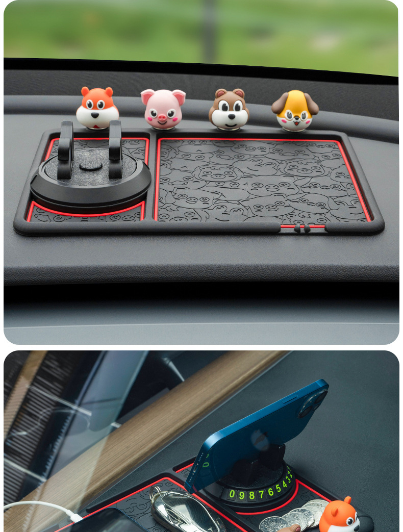 Cartoon Car Anti-Slip Mat, New Model for Car Dashboard, Multifunctional Navigation Holder, Cute Style, Cross-Border Shipping