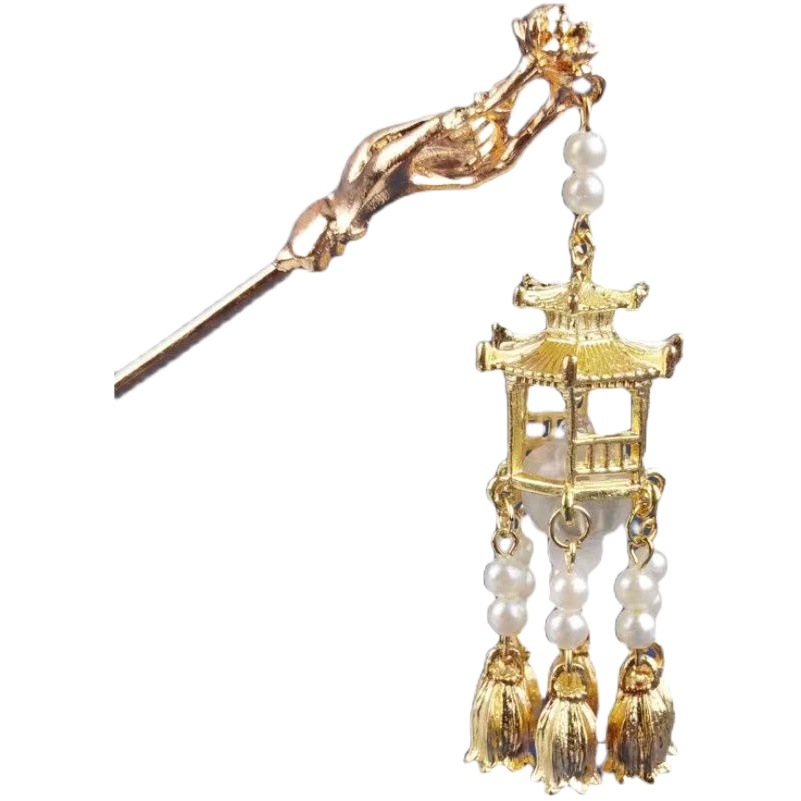 Retro tassel Palace Lamp horquilla palillos emisores de luz de alto grado tocado de estilo antiguo de las mujeres accesorios para el cabello Hanfu joyería diaria de todos los partidos