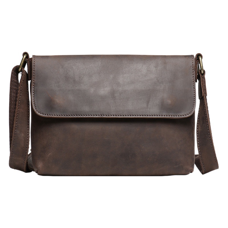 FUENTE Fábrica nuevo bolso de hombro de cuero de los hombres simples retro Crazy Horse cuero bolsa de mensajero de las mujeres de gran capacidad bolsa de ipad