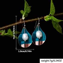 千稷跨境欧美热卖复古做旧马蹄花镶珍珠吊坠耳环时尚女士耳饰批发