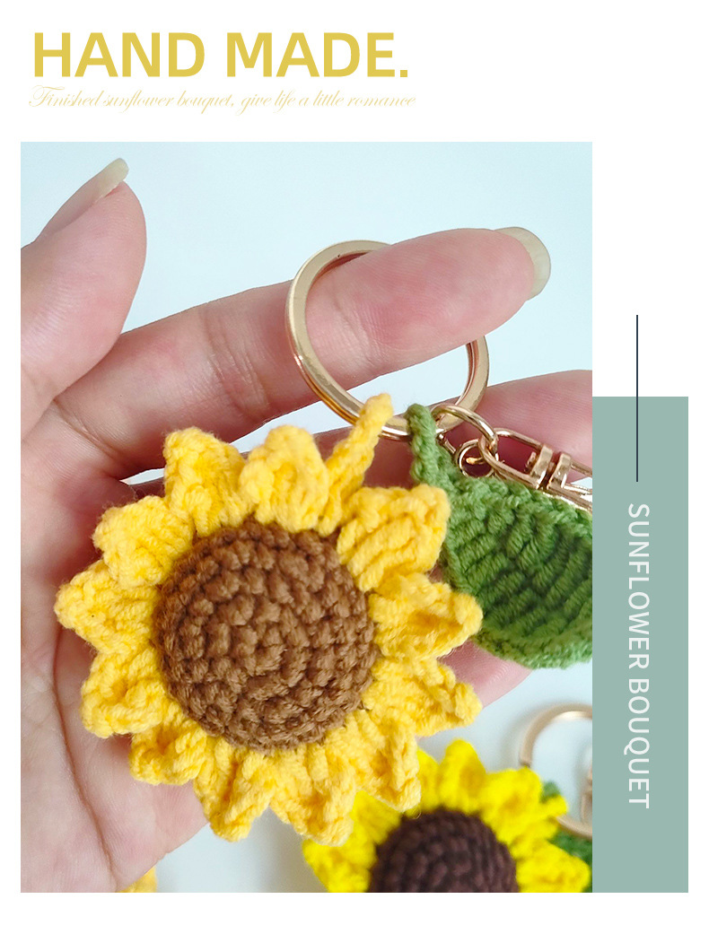 17g Weight Bag Pendant, Keychain Classification 1 Piece Quantity Daily Occasion yarn Material 1 Piece Pastoral Sunflower Yarn Knitting Bag Pendant Keychain