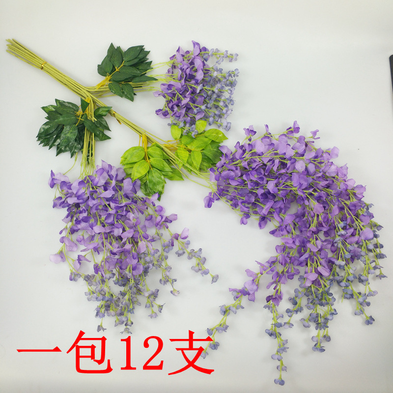 人工藤の花、豆の花、偽物の花、造花、緑の植物、リビングの天井、壁掛けの花、藤、結婚式の装飾、卸売|undefined