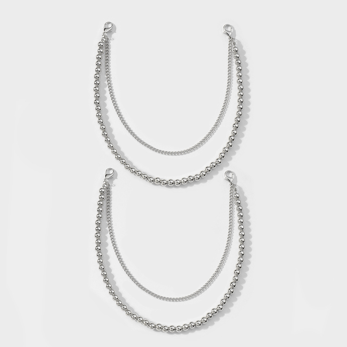 실버 CCB 비즈 체인 슈즈 체인 2개