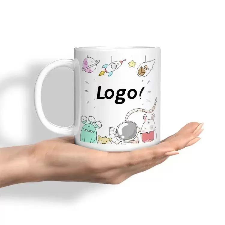简约白色陶瓷马克杯可印LOGO创意伴手礼INS风水杯咖啡杯牛奶杯