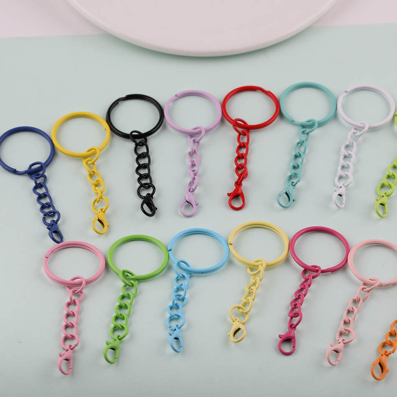 Colorful Painted Circle Chain Lobster Clasp DIY Handmade Beaded Doll Keychain Accessory Materials Small Parts