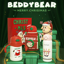 杯具熊聖誕杯316不銹鋼兒童寶寶保溫冷吸管水杯批發禮盒學飲水壺