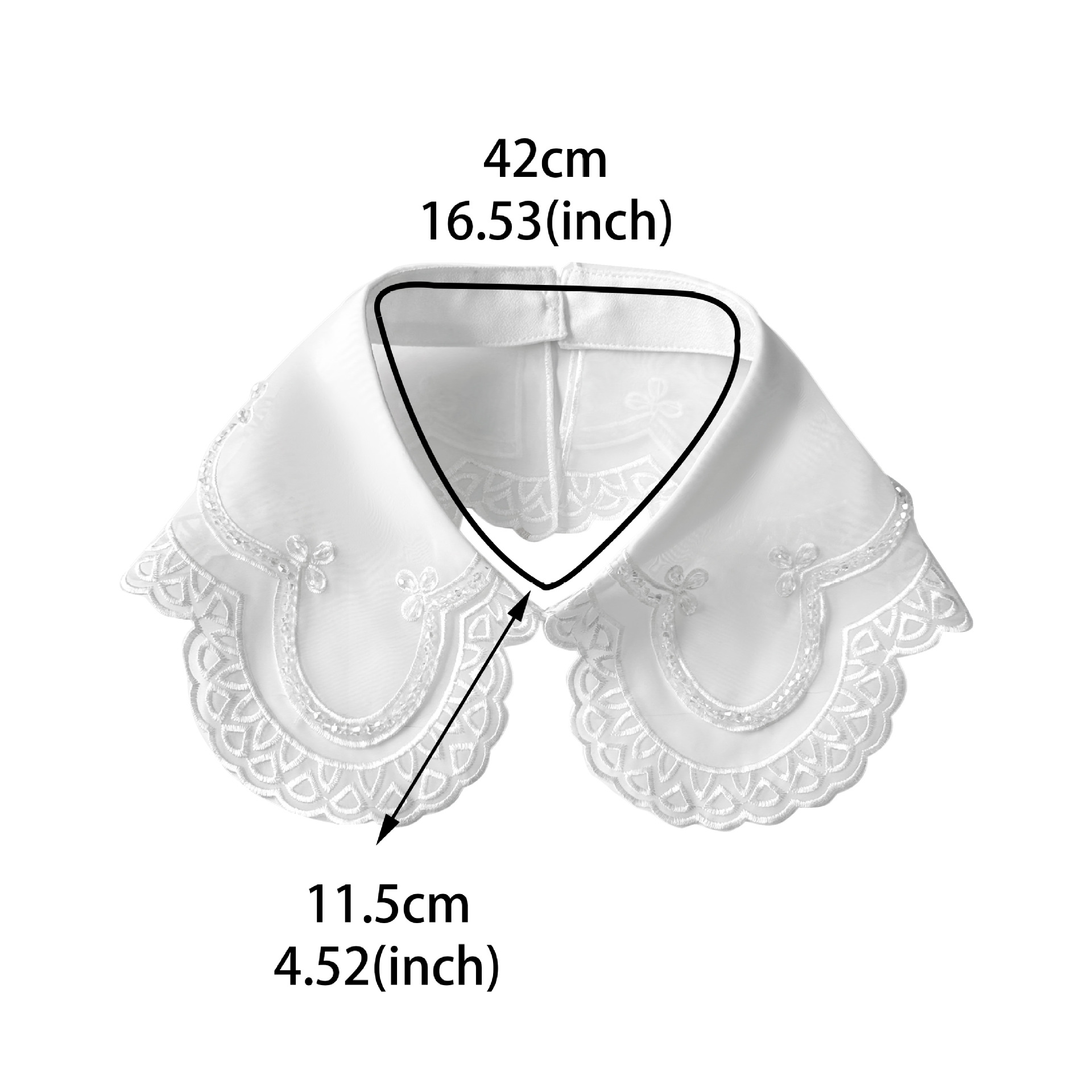 Blanco y negro clásico de encaje cuello falso de encaje delicado oganza vestido de cuello de camisa decoración de cuello falso