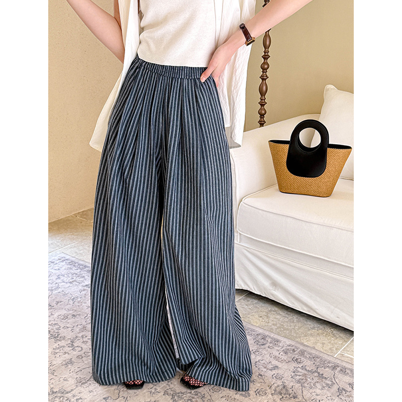 Tangerine Zhi Spring New Korean Style Vertical Stripesd Casual Pants for Women New Style Lazy and Versatile Ins254702
