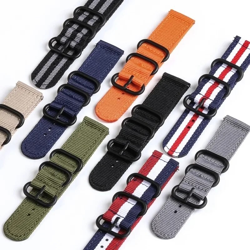 in stock thick nylon canvas strap for Samsung GearS3 S2 quick release nylon strap 18-24mm black buckle