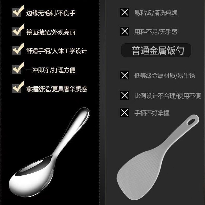 不锈钢饭勺分菜剩饭不沾油长柄大号家用汤勺不沾米饭家用汤勺调羹|undefined