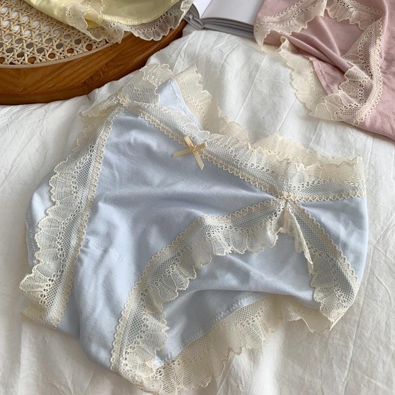 New low waist high slit modal underwear women's lace edge girl's cotton crotch soft triangle women's underwear