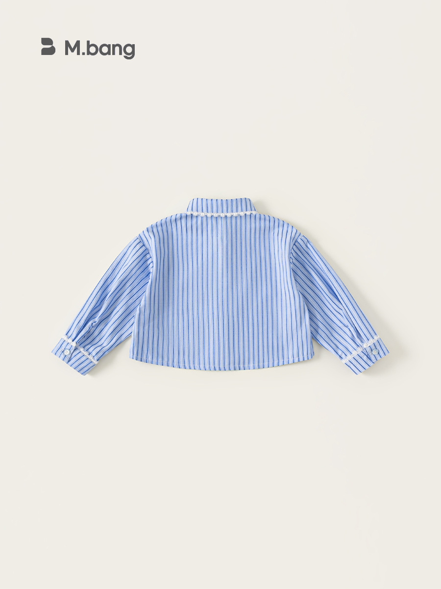 Youbao ropa para niños nueva camisa de primavera y otoño para niñas, camisa de encaje de manga larga para niños coreanos, rayas