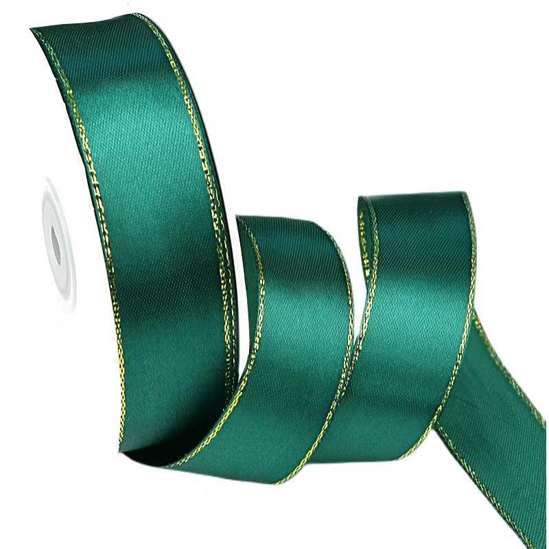 25mm de doble cara cinta de borde dorado doble borde dorado cinturón de poliéster hecho a mano caja de regalo de flores embalaje Cinta de soporte