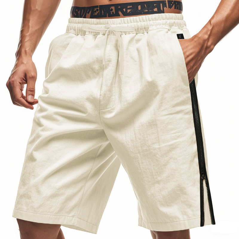 Estación independiente transfronteriza de hombres europeos y estadounidenses verano rápido secado transpirable laterales cremallera TK deportivo relajado pantalones cortos casuales de fitness
