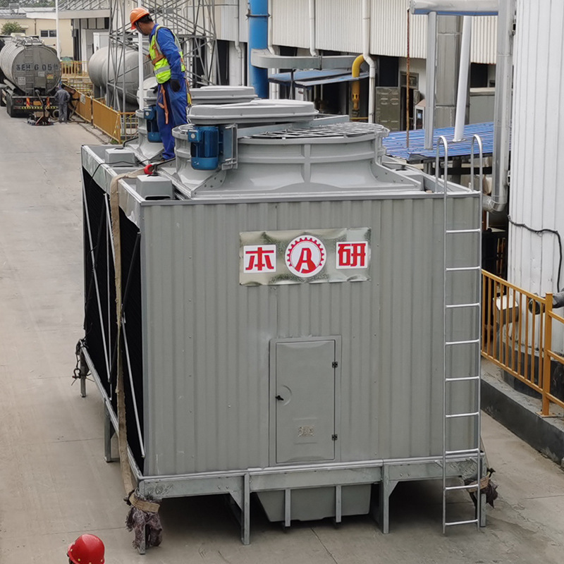 制冷设备方形横流玻璃钢冷却塔低噪音冷却水塔水泵电控箱降温水塔