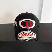 美式潮牌重工字母棒球帽女加深宽帽檐软顶赛车帽户外嘻哈鸭舌帽男