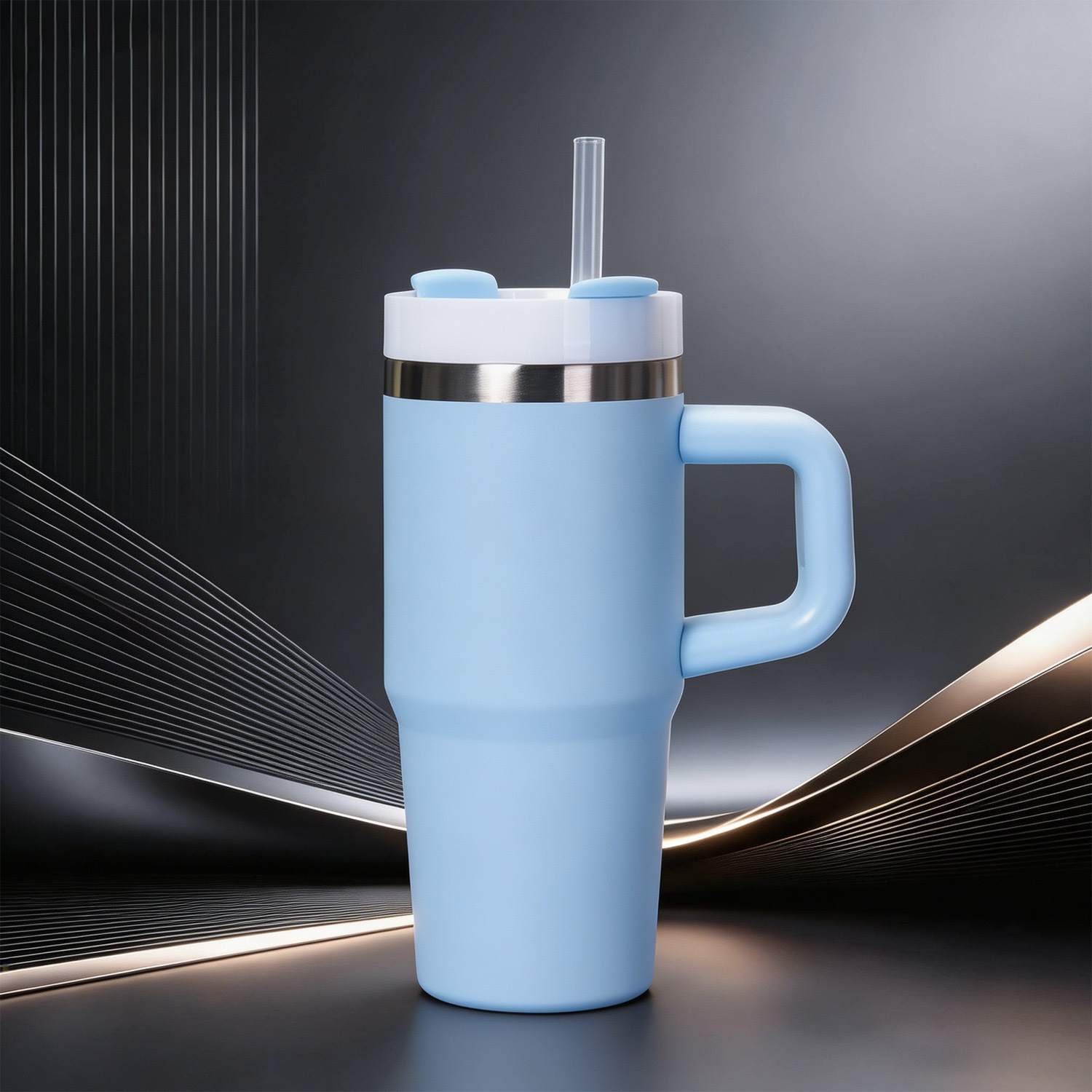 Amazon 14oz304 taza de acero inoxidable taza de aislamiento frío taza de hielo de oficina portable taza de paja