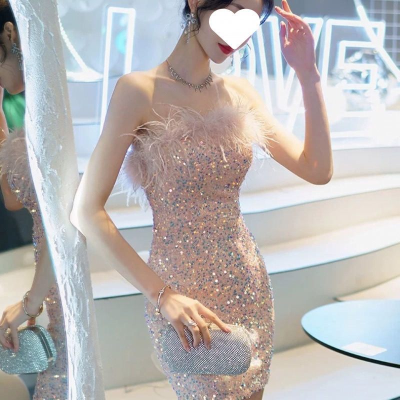 小柄な胸を拭くドレス2025新型宴会高級贅沢小衆高級感アンドロメダ誕生日ワンピース|undefined