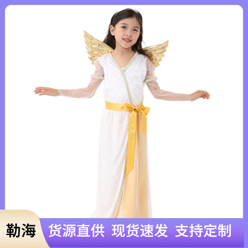 Traje de Halloween para niños vestido de nieve blanca flor ropa de niña vestido de fotografía vestido de niña vestido de Ángel