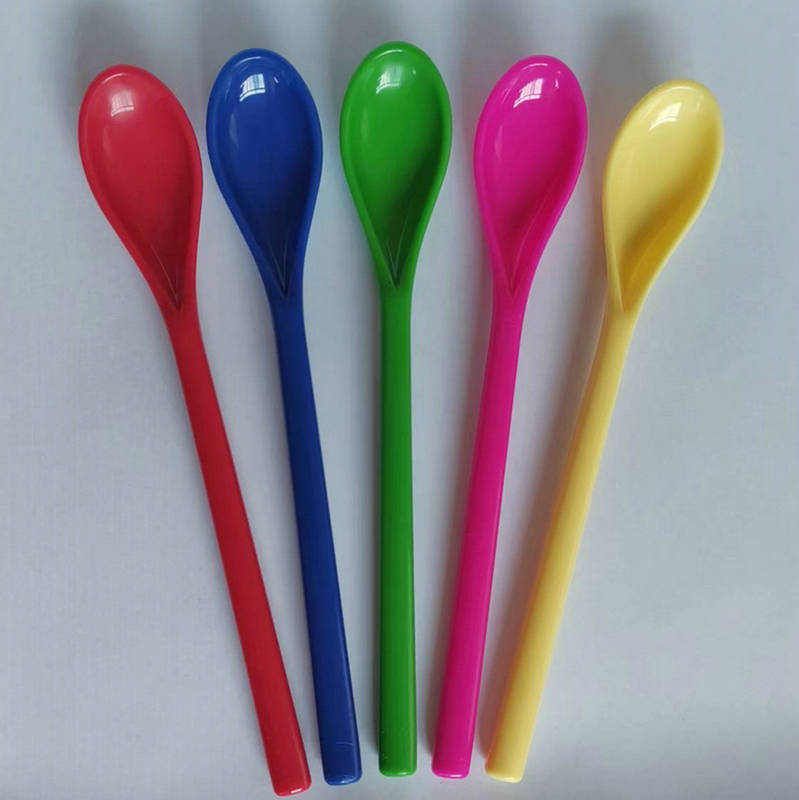 Colourful Plastic Childrens Spoons Long Handled Kitchen Scoops_voghion.com