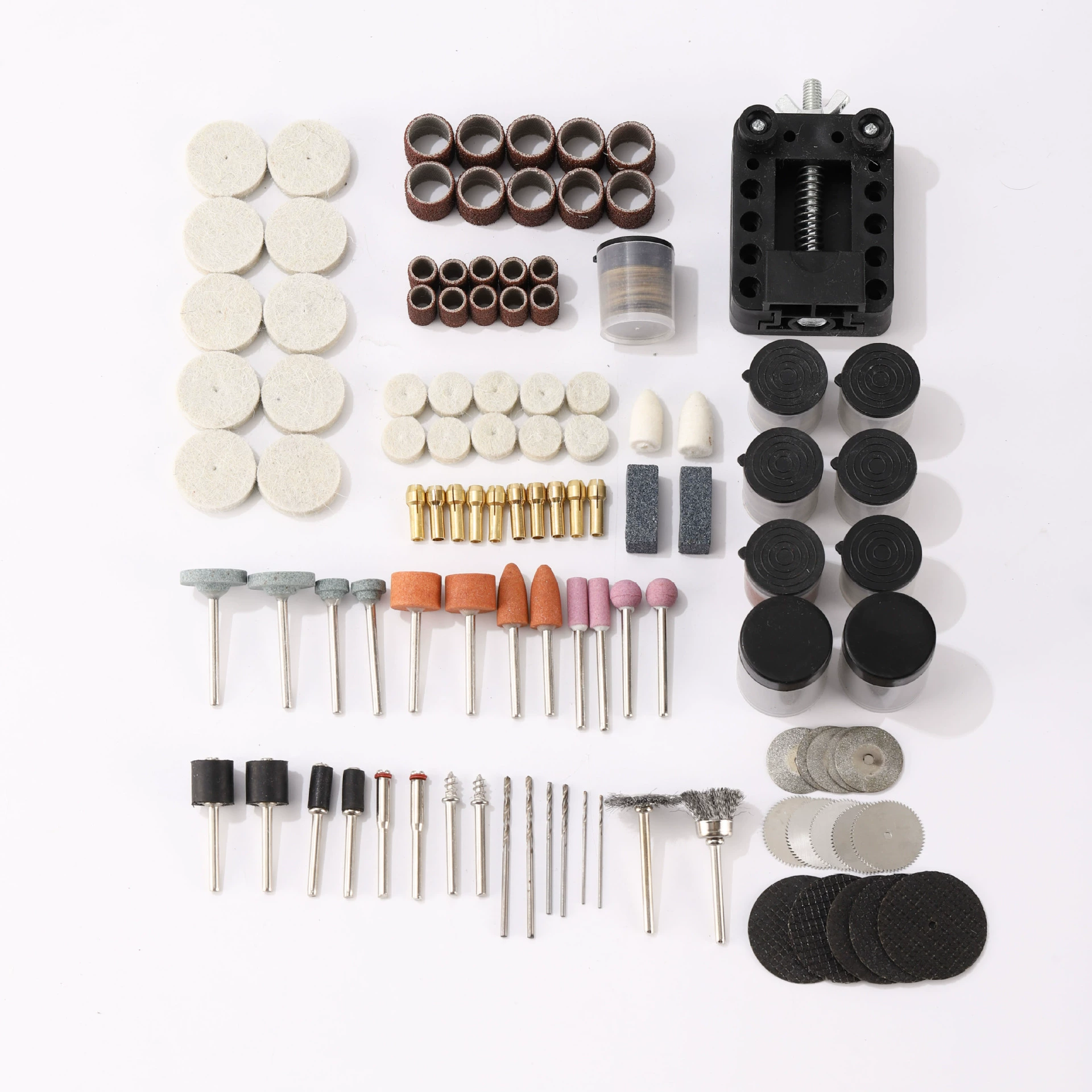 Набор миниатюрных электрических щеток с полировальным кругом из мягкой ореховой шерсти и шлифовальной головкой для резьбы по дереву, ореха и оливы.