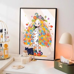 ドーパミン少女の寝室の装飾絵画ベッドサイド食器棚デスクトップ絵画プリンセスルーム漫画リビングルーム吊り絵画