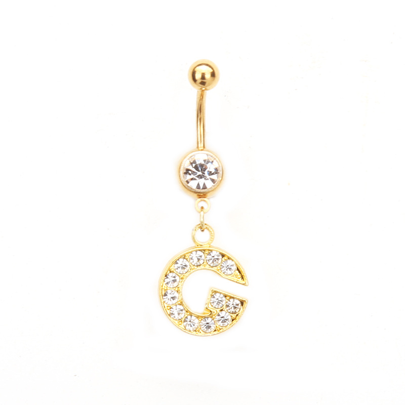 Oro letras inglesas A- Z anti-alergia cuerpo piercing joyería de las mujeres ombligo clavo ombligo anillo AliExpress deseo
