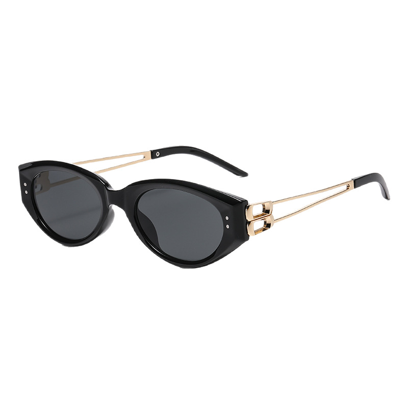 Cross-border Polarized Cat Eye High-end Metal Hollow Temple UV Protection Sunglasses_voghion.com