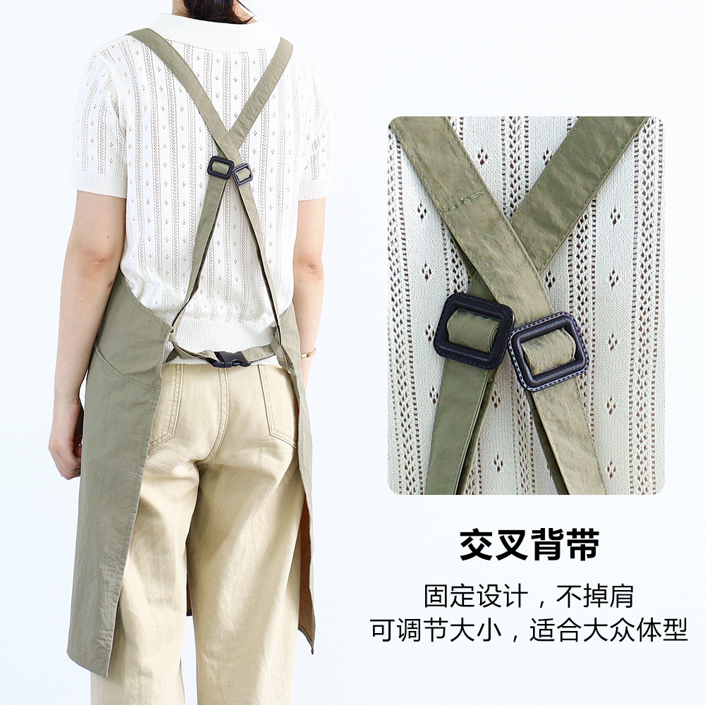 Delantal impermeable transfronterizo torre de terciopelo rápido secado cruzado cinturón ropa de trabajo ligera delantal de cocina doméstica logo personalizado