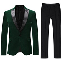 T 64920 Velvet Notch Lapel Single Button Suit �������װ