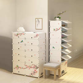 简约印花款家用鞋子收纳防尘展示架 翻盖式家用运动鞋纯色防潮柜