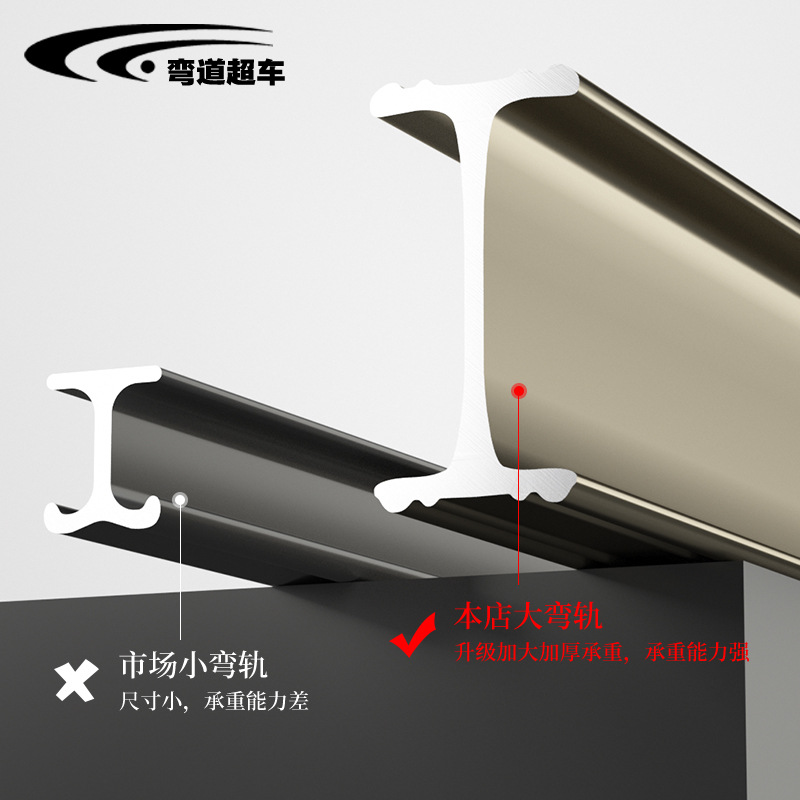 圓弧形U型L型拐角飄窗陽台可手彎鋁合金加厚窗簾軌道滑軌導軌道軌