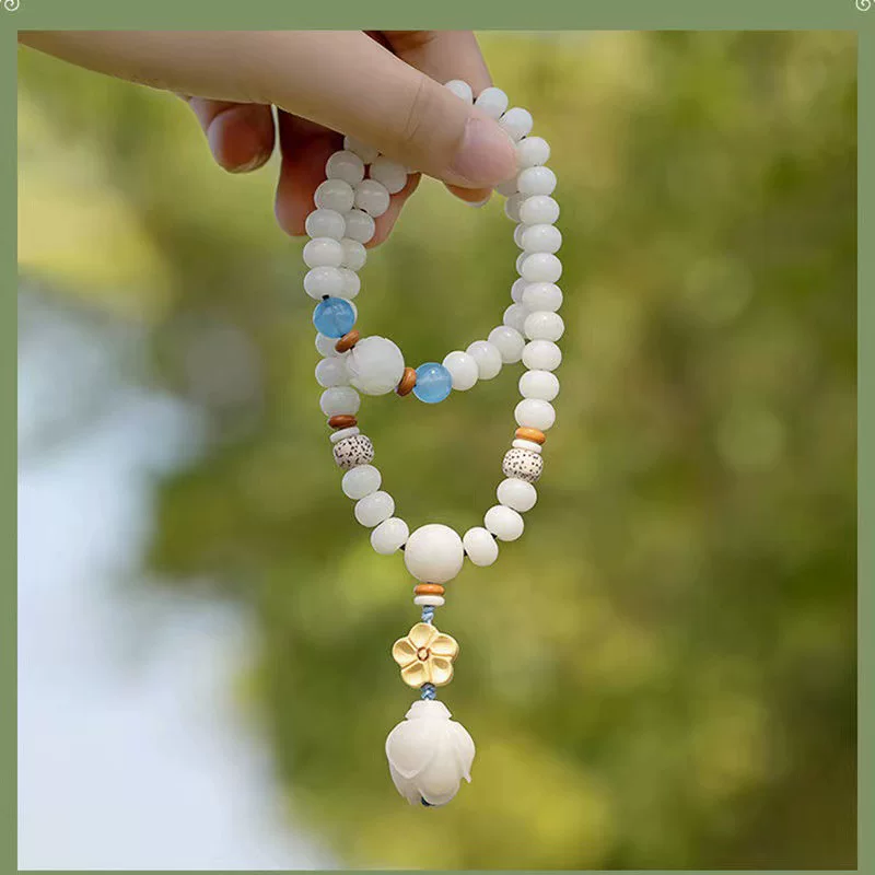 White Bodhi rosary, ethnic bracelet, accessory, wholesale, ethnic style