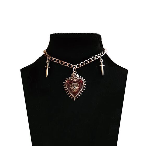 Amazon Cross-border Retro Gothic Halloween Love Jewelry Necklace European and American Fashion Hot Pendant Necklace