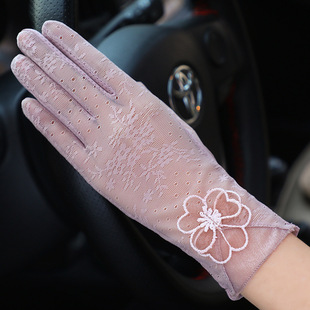 Lace Sunscreen Gloves Women's Summer Outdoor Driving and Riding Sports Non-slip Wear-resistant Touch Screen Breathable Elastic Thin