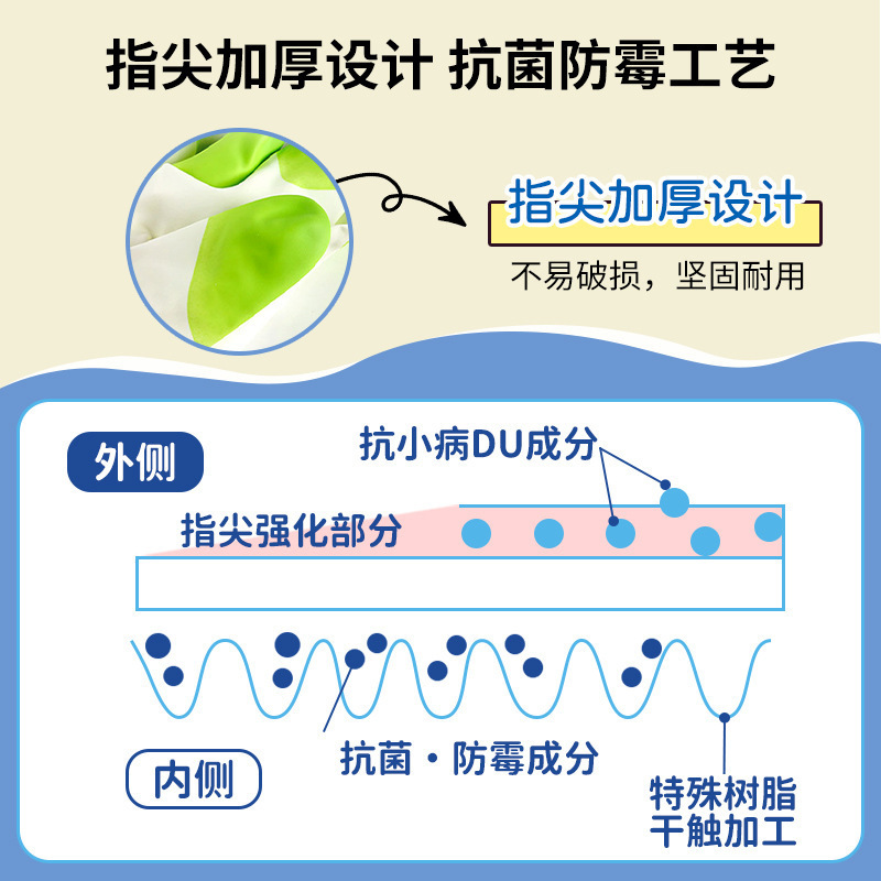 日本 ST ひよこゴム家事手袋キッチン食器洗いクリーニングプラスベルベット指先厚みのある滑り止め洗濯耐久性 05|undefined