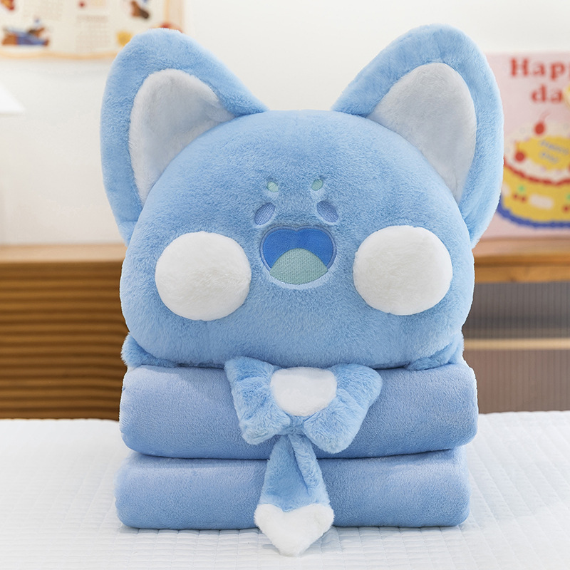 Manta de aire acondicionado de dibujos animados, almohada, edredón, almohada de siesta multifuncional dos en uno, venta directa de fábrica, comercio exterior al por mayor