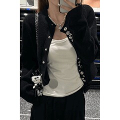 法式黑色小香风针织开衫外套女秋季新款高级感气质名媛短款上衣潮