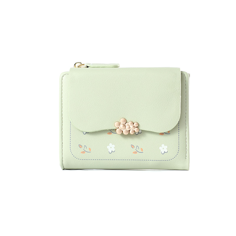 Nueva cartera de las mujeres corto simple impreso titular de la tarjeta 2024 billetera transfronteriza cremallera monedero al por mayor