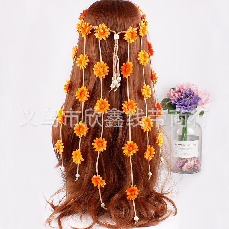 Banda para el cabello tocado guirnalda flor girasol Daisy diadema bohemio Anillo para el cabello Área escénica fabricantes de accesorios para el cabello suministro ahora