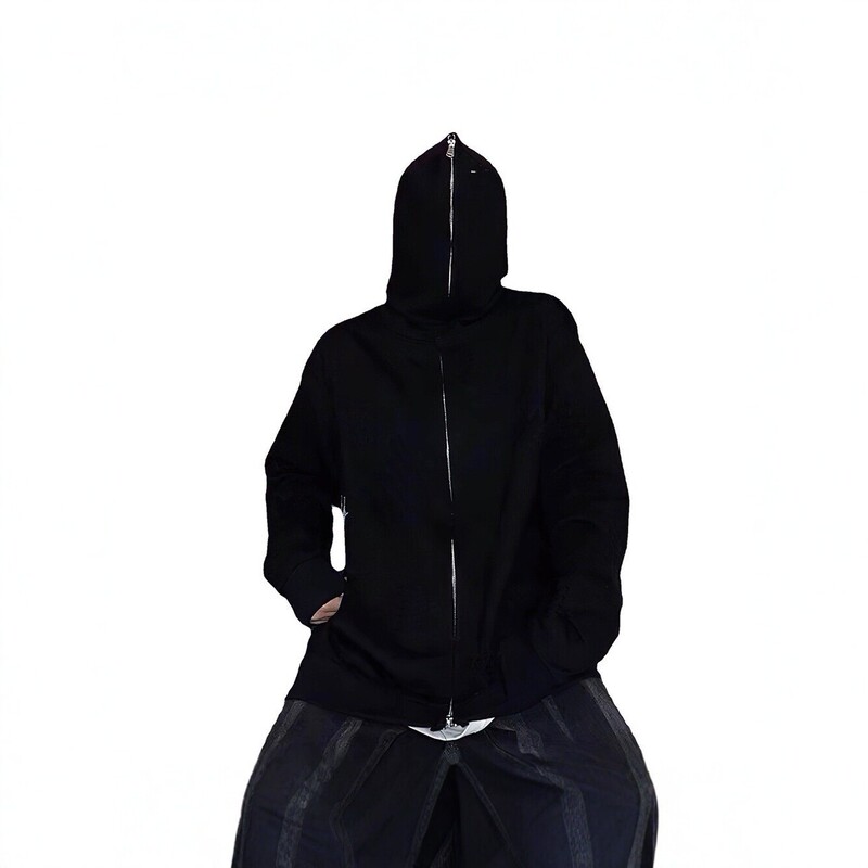 Cross-border men's full-zip hooded sweatshirt, autumn and winter solid color loose jacket, casual sports top, fleece-lined jacket
