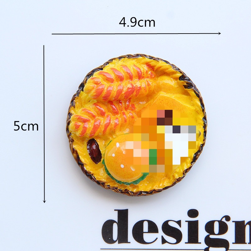 Nueva simulación cuerno pan hamburguesa cake resina grande juego de alimentos DIY refrigerador pegatina accesorios Ventas Directas la fábrica