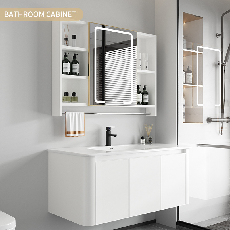 Simple espacio de aleación de aluminio de baño lavabo gabinete combinación baño lavabo mesa de lavado de cerámica cuenca integrada