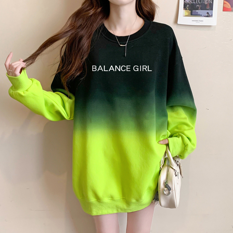 Sweatshirt À Capuche Femme Gradient Loose Style Décontracté_voghion.com