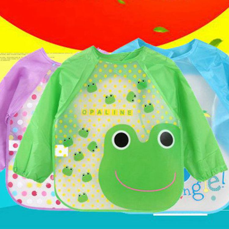 EVA para niños mono de bebé de manga larga a prueba de agua babero bebé sin lavado anti-sucio comer ropa de pintura ropa de babero de arroz